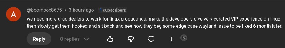 BrodieOnLinux's tweet image. Just a normal youtube comment