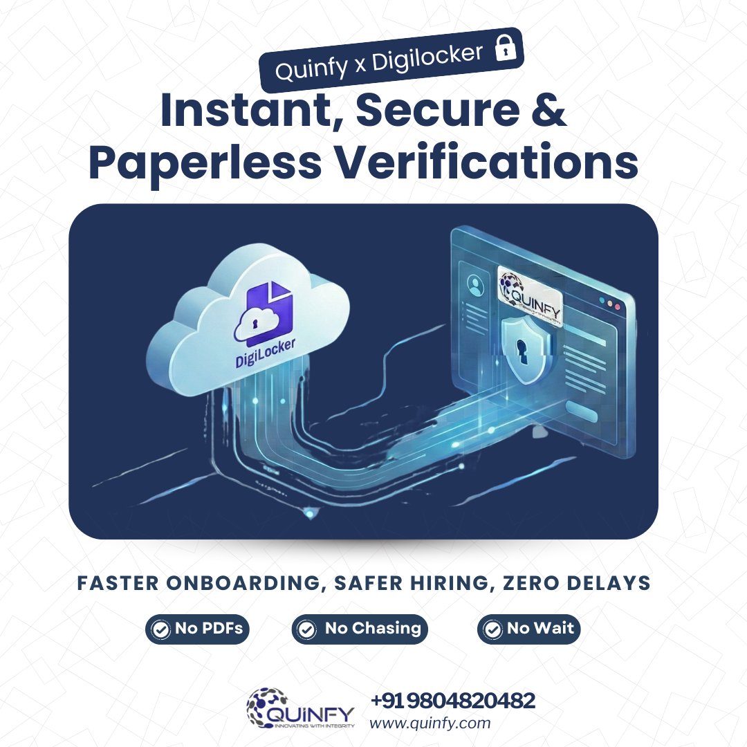 quinfy's tweet image. DigiLocker + Quinfy = Instant, Secure &amp;amp; Paperless Verifications 🔐✨