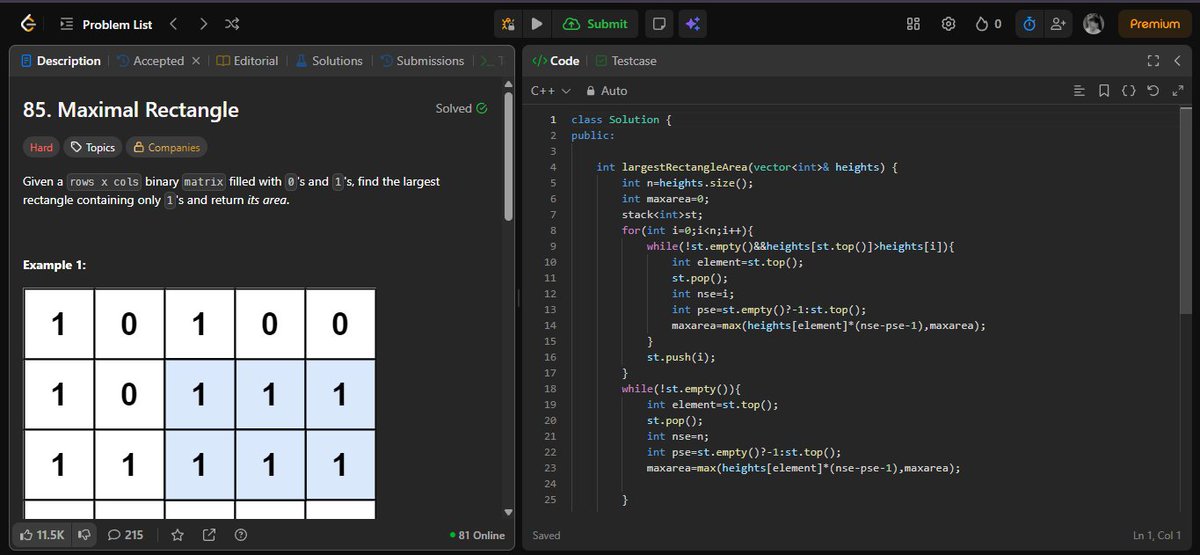 gauravnickk777's tweet image. GM everyone
DSA revision — Largest Histogram &amp;amp; Maximal Rectangle 📊
Added sidebar interactivity to my personal project ⚙️
Learned Japanese for 30 mins 🇯🇵
Completed a 6-hour DBMS lecture 🎓

#CodingJourney #DSA #DBMS #WebDev #JapaneseLearning #DailyProgress