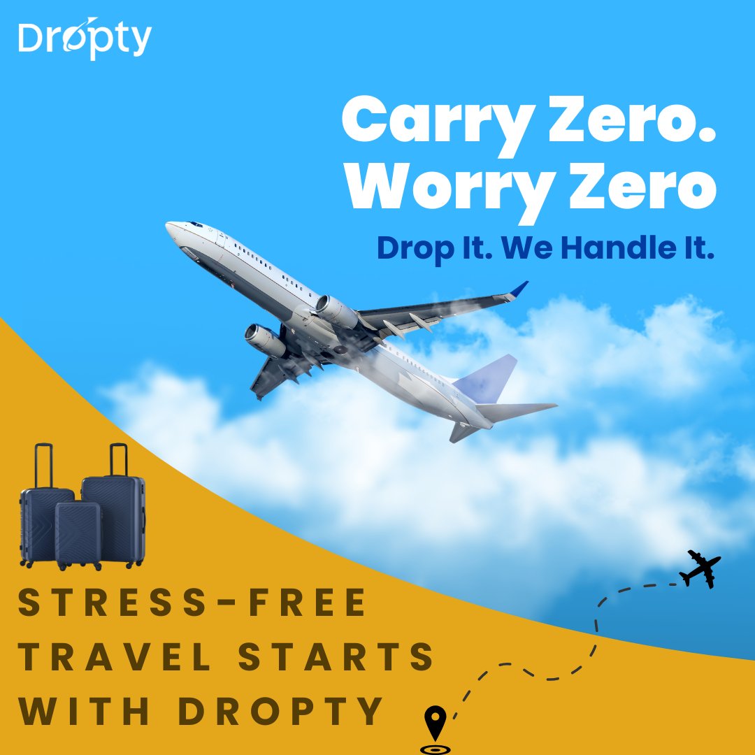Droptyofficial's tweet image. Running late for your flight? Don’t worry — Dropty delivers your luggage safely and on time.
#Dropty #AirportAssistance #FastService #SafeTravel