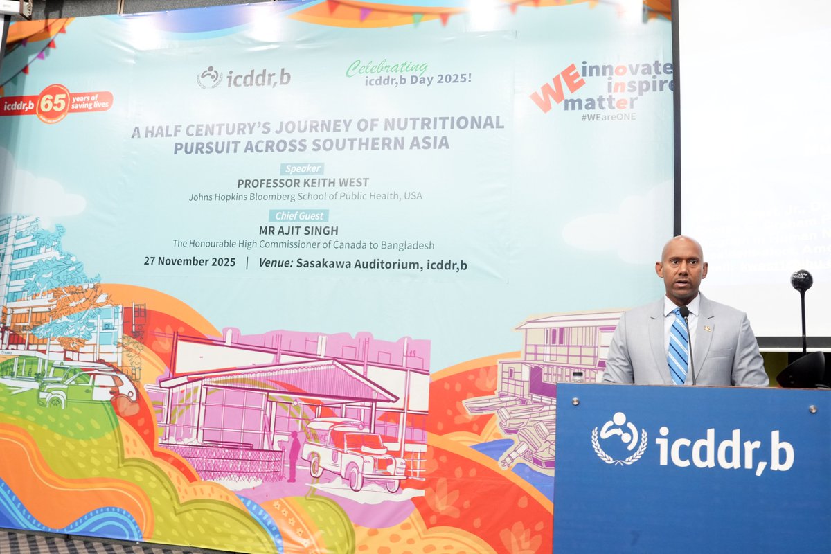 icddr_b's tweet image. 🤰🏾 Global Nutrition Expert Calls for Early MMS Intake at icddr,b Day 2025 Observance

At a special seminar marking icddr,b’s 65th anniversary, global nutrition expert Prof. Keith P. West Jr (@JohnsHopkinsSPH) highlighted how early nutritional support can decisively improve…