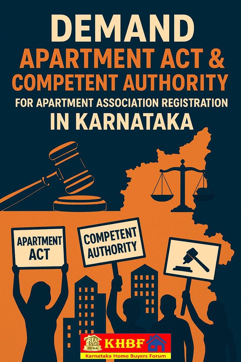 Dear <a href="/CMofKarnataka/">CM of Karnataka</a> <a href="/siddaramaiah/">Siddaramaiah</a> <a href="/DKShivakumar/">DK Shivakumar</a> <a href="/krishnabgowda/">Krishna Byre Gowda</a> <a href="/kharge/">Mallikarjun Kharge</a> <a href="/PriyankKharge/">Priyank Kharge / ಪ್ರಿಯಾಂಕ್ ಖರ್ಗೆ</a> <a href="/byrathi_suresh/">Byrathi Suresh</a> <a href="/BZZameerAhmedK/">B Z Zameer Ahmed Khan</a> <a href="/RahulGandhi/">Rahul Gandhi</a>, We the home buyers of Karnataka Demand Apartment Act and Competent Authority for Apartment Association Registration. <a href="/Tejasvi_Surya/">Tejasvi Surya</a> <a href="/MoHUA_India/">Ministry of Housing and Urban Affairs</a>