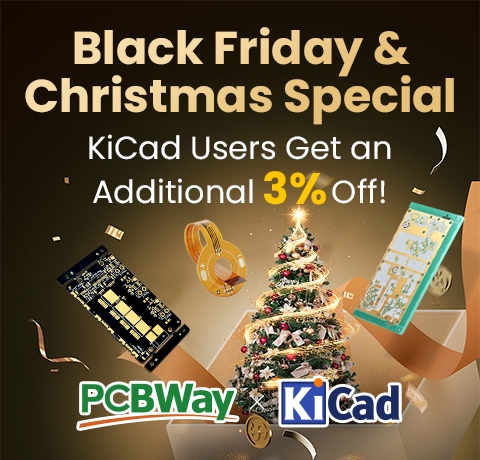 kicad_pcb's tweet image. Our friends at @PCBWayOfficial just launched their holiday sales at pcbway.com/activity/chris… As a special deal for KiCad users, if you use the PCBWay KiCad plugin, you get an additional discount and each purchase helps to support the development of KiCad!