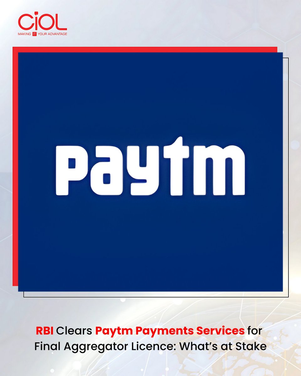 CiOL_News's tweet image. With the licence, PPSL can now legally route payments across UPI, cards and other gateways, boosting its merchant base and transaction volume — a major step forward in rebuilding its digital-payments business.

ciol.com/news/rbi-clear…

#ciol @Paytm @RBI #licanse #paymentservice
