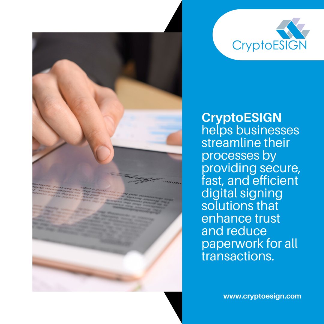 CryptoESIGN_'s tweet image. CryptoESIGN empowers businesses to simplify every transaction with secure and lightning-fast digital signing. It enhances trust by ensuring authenticity, transparency, and complete document integrity.
cryptoesign.com
#DigitalSignatures #CryptoESIGN #PaperlessWorkflow