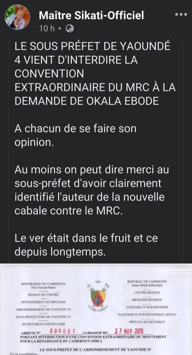 Atejo5's tweet photo. Bonjour à tous j'ai une question : pourquoi Kamto ne crée pas son propre parti politique ? https://t.co/KgU8bwwo73