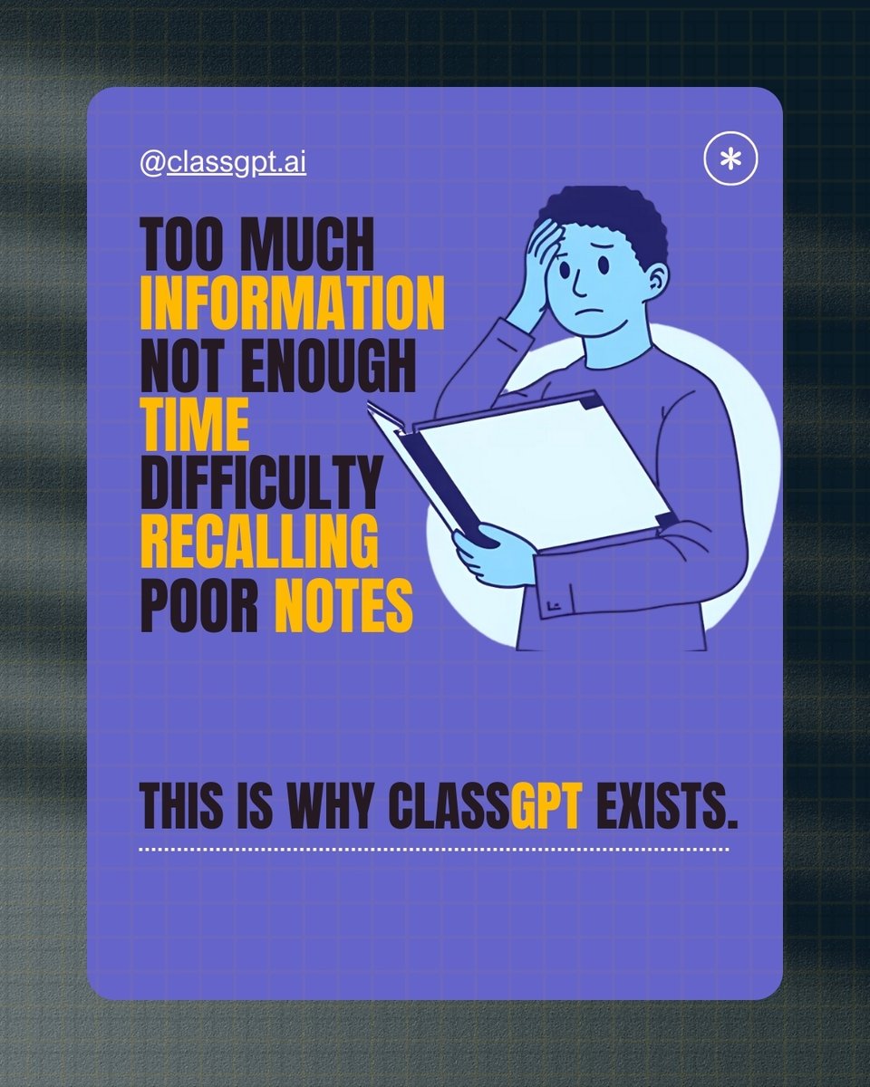 classgpt_ai's tweet image. This is the REAL problem.

#ClassGPT #SmartLearning #AIforStudents #StudyProblems 
#EdTech #DigitalEducation #StudySmarter #StudentLife 
#UPSCPrep #StudyMotivation