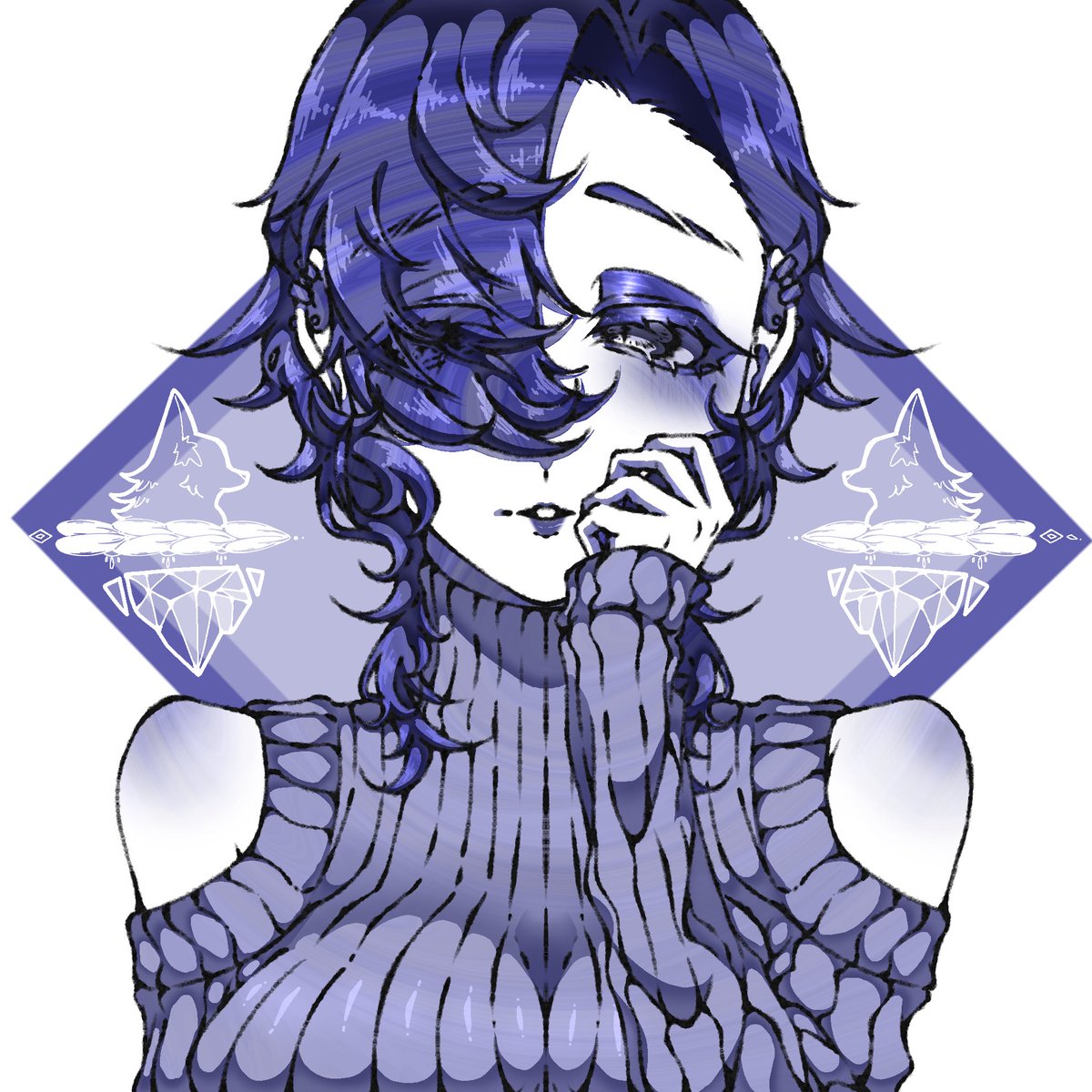 01_Fure's tweet image. 🐺💙
 #oc 
 #Illust
  #イラスト