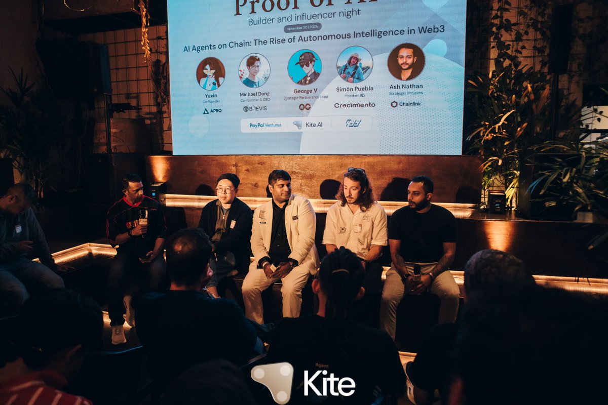 Recap of the forward-looking panel "AI Agents on Chain — The Rise of Autonomous Intelligence in Web3" at Proof of AI <a href="/EFDevcon/">Ethereum Devcon</a> Argentina, hosted by PayPal Ventures, <a href="/GoKiteAI/">KITE AI</a> and <a href="/499_DAO/">499</a>

MOD
• Vikas Pandey <a href="/buidloor/">vikthebuilder 🪁</a> — Head of Protocol, <a href="/GoKiteAI/">KITE AI</a>

Panelists
• Michael Dong