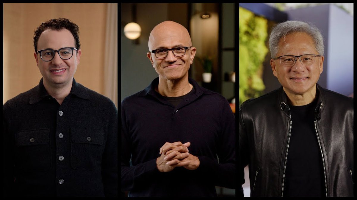 sasojuvanc's tweet photo. I'm excited by our new strategic partnerships with Anthropic and NVIDIA! Watch Anthropic co-founder and CEO Dario Amodei, Microsoft Chairman and CEO Satya Nadella, and NVIDIA founder and CEO Jensen Huang discuss what's next. https://t.co/qrqqCIaIp9 https://t.co/E5F26JrRZH