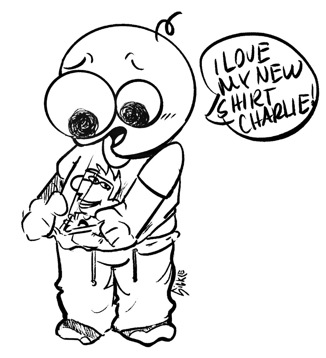 da_sickle's tweet image. pim loves his new shirt? 

#smilingfriends #pimpimling