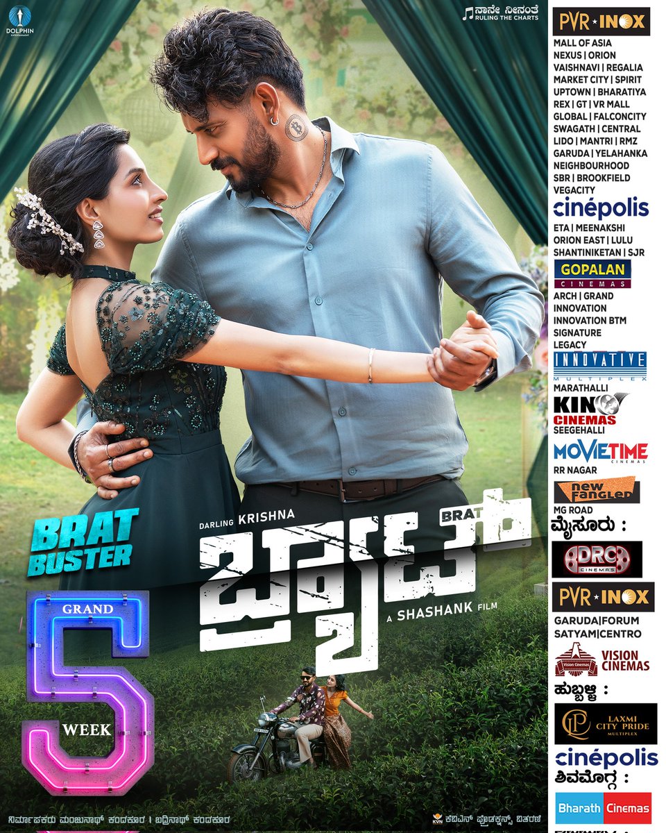 Shashank_dir's tweet image. #ಬ್ರ್ಯಾಟ್ ಯಶಸ್ವಿ 5ನೇ ವಾರ.. 
#BRAT on successful 5th Week..
Book your tickets now..

@darlingkrishnaa @Manishakandkur
@aanandaaudio @ArjunJanyaMusic
@manjukandkur
@MeravanigeMovie