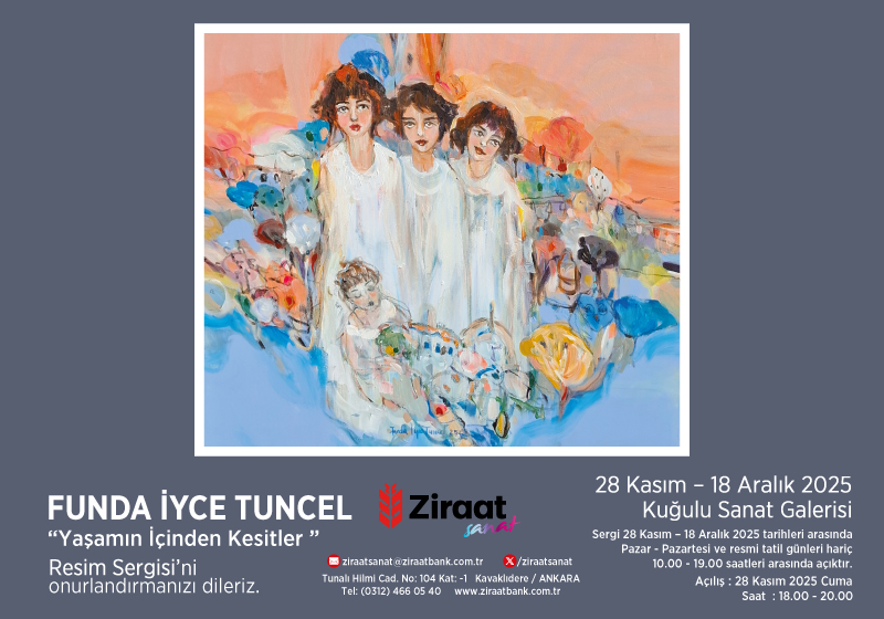 Funda İyce Tuncel, “Yaşamın İçinden Kesitler” Resim Sergisi’ni Kuğulu Sanat Galeri’mizde 18 Aralık 2025 tarihine kadar Pazar-Pazartesi ve resmi tatil günleri hariç her gün 10.00 - 19.00 saatleri arasında ziyaret edebilirsiniz. #ZiraatBankası #ZiraatSanat