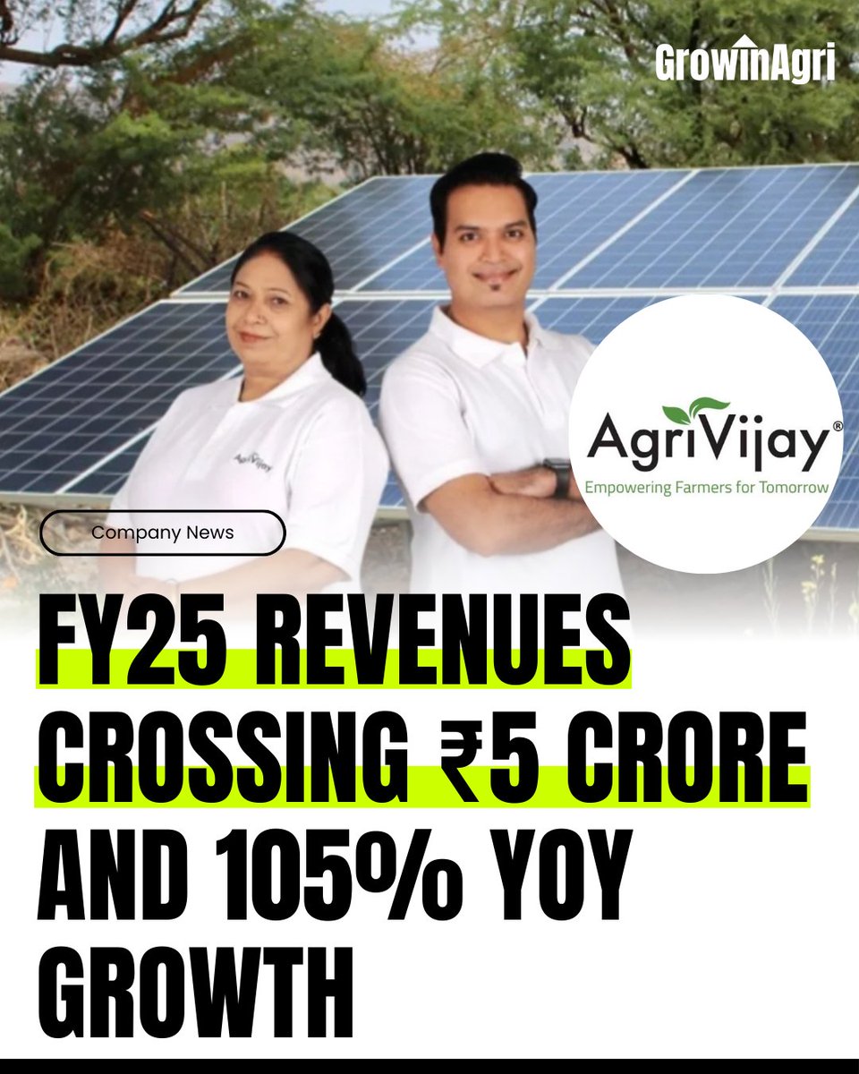 GrowinAgri's tweet image. AgriVijay, India’s first Renewable Energy Marketplace for Farmers &amp;amp; Rural Households, is proving that mission-driven models can deliver financial success and social impact.

📩 Weekly Newsletter: growinagri.com/weekly-agri-do…

#Agritech #ClimateAction #RenewableEnergy