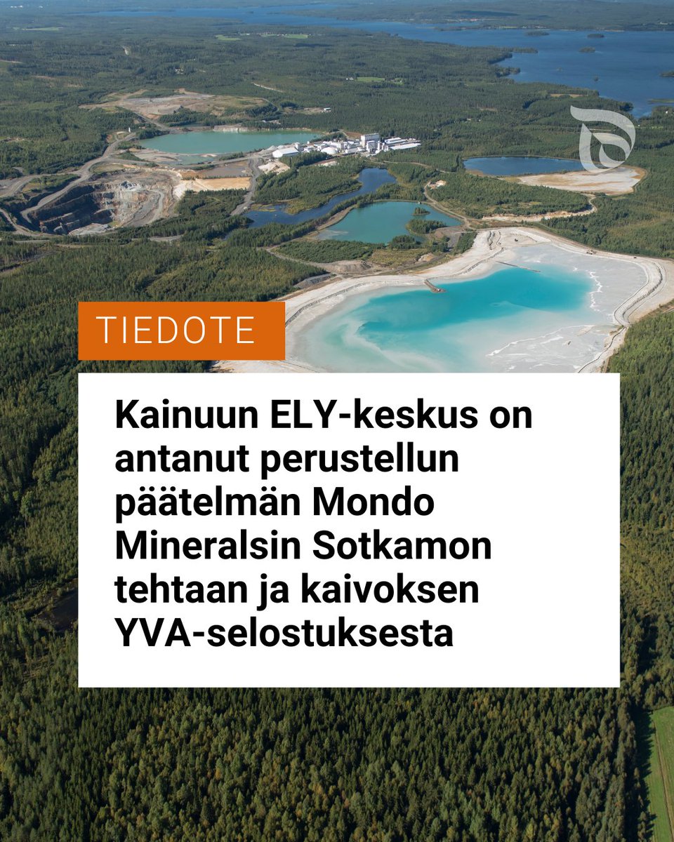 Tiedote: Kainuun ELY-keskus on antanut perustellun päätelmän Mondo Mineralsin Sotkamon tehdas- ja kaivosalueen kaivannaisjätteiden ja vesienhallinta -hankkeen YVA-selostuksesta.

👉 sttinfo.fi/tiedote/716383…

#ELYkeskus #Kainuu #YVA #Sotkamo #ympäristö #kaivokset