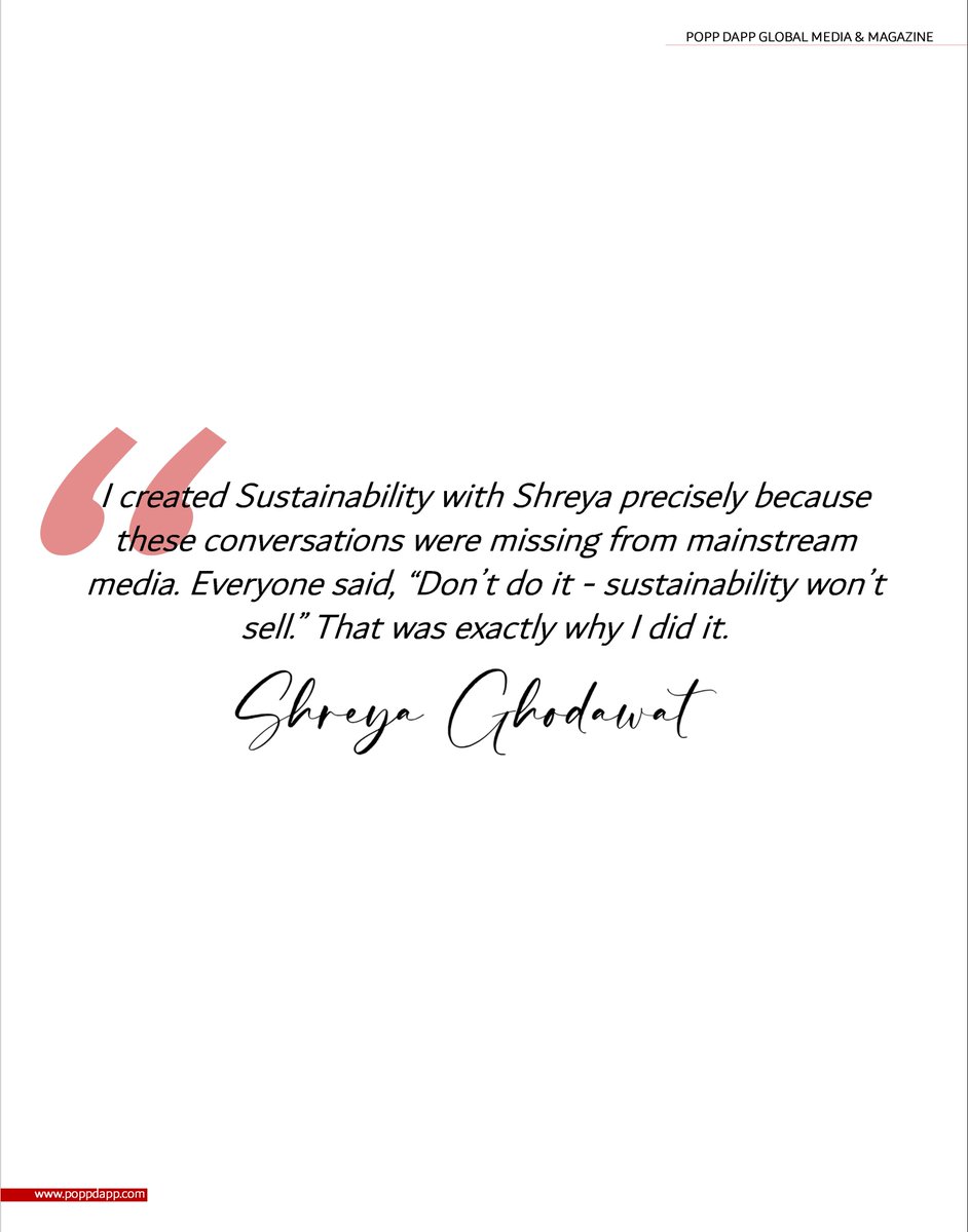 DappPopp's tweet image. SHREYA GHODAWAT: THE FEMINIST ECO-VISIONARY
@shreyaghodawat
POPP DAPP VOL VII ISSUE I OCT-NOV 2025 | EXCLUSIVE STORY | DIGITAL ISSUE
Order Now: poppdapp.com/order-now
#poppdapp #digitalissue #fashionmagazine #SustainabilityChampion #FeministEcoLeader #ClimateJusticeNow #Vegan