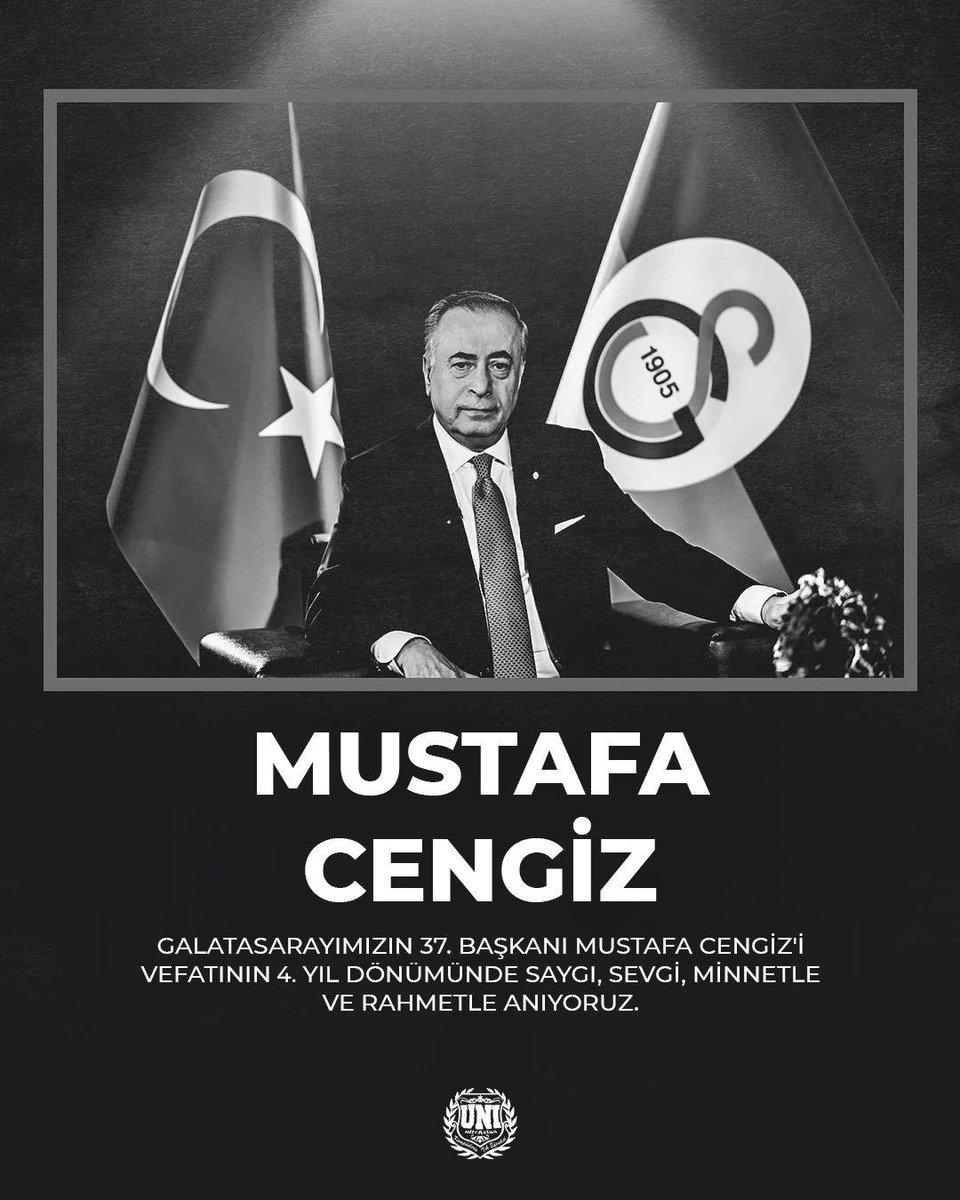 ultrAslanUNI's tweet photo. Galatasaray Spor Kulübü 37. Başkanı Mustafa Cengiz'i, vefatının 4. yıl dönümünde sevgi, saygı ve rahmetle anıyoruz. #ultrAslanUNI https://t.co/L0SYDS6uIa