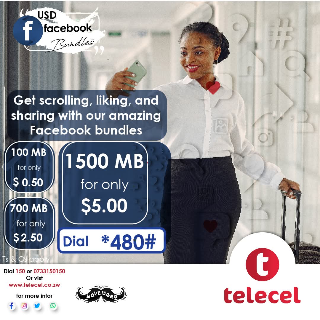 Get your daily fix of hearts, likes, and shares on Facebook with Telecel's bundles! Dial *480# and pick your perfect Facebook bundle. T&amp;Cs apply! 
#FacebookBundles 
#TellSomeOne