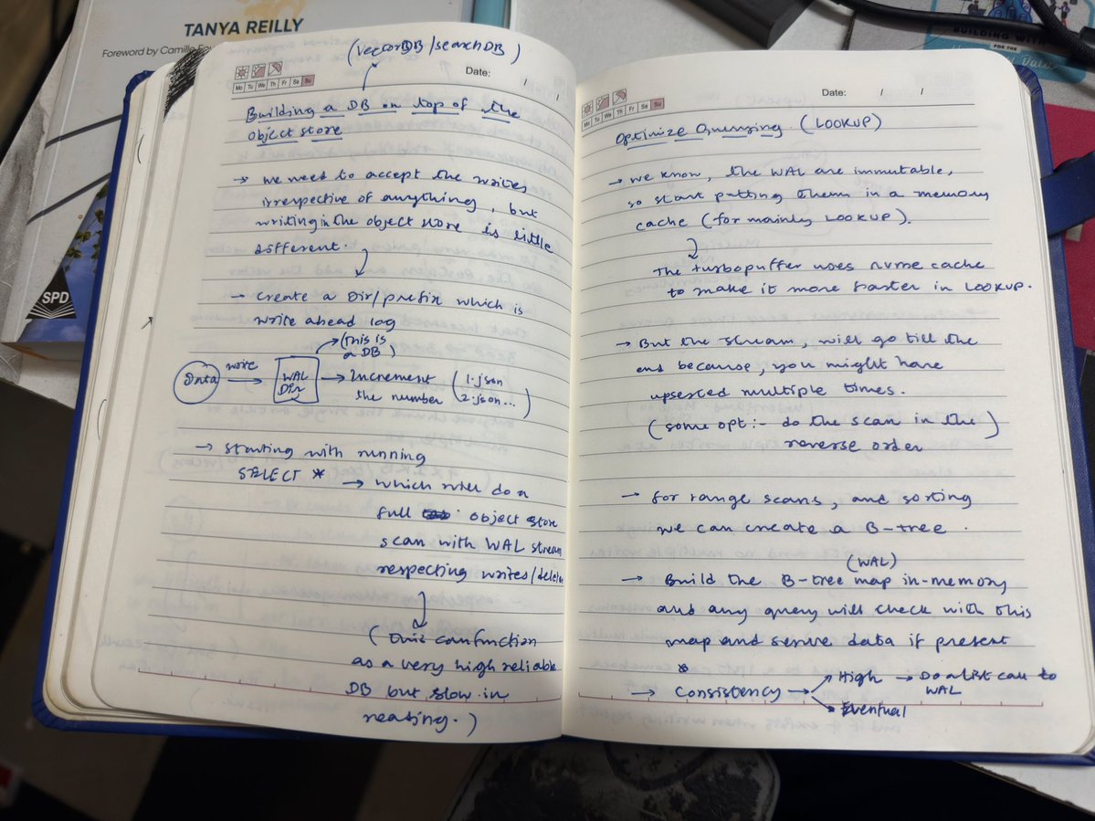 Hrushikeshhhh's tweet image. my notes on “building a vectorDB” from the podcast of @thegeeknarrator’s @Sirupsen. it was from almost 6 months ago, wrote this when i was in a flight. 

&amp;gt; one of the first podcasts and usecases that got me into systems and databases. thanks @Sirupsen