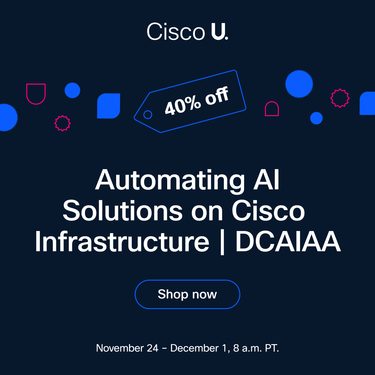 CiscoNetAcad's tweet image. Don&apos;t miss these Cisco U. Learning Deals:

✅ 40% off Cisco U. Essentials
✅ 40% off CCNA Bundle
✅ 40% off AI Learning Paths

Save now → cs.co/60107qOqK