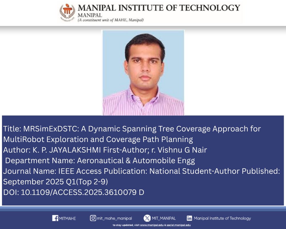 MIT_MANIPAL's tweet image. DOI: 10.1109/ACCESS.2025.3610079
#AcademicResearch #PublishedWorks #ResearchHighlights #FacultyPublications #StudentResearch #ScientificInnovation #ResearchExcellence