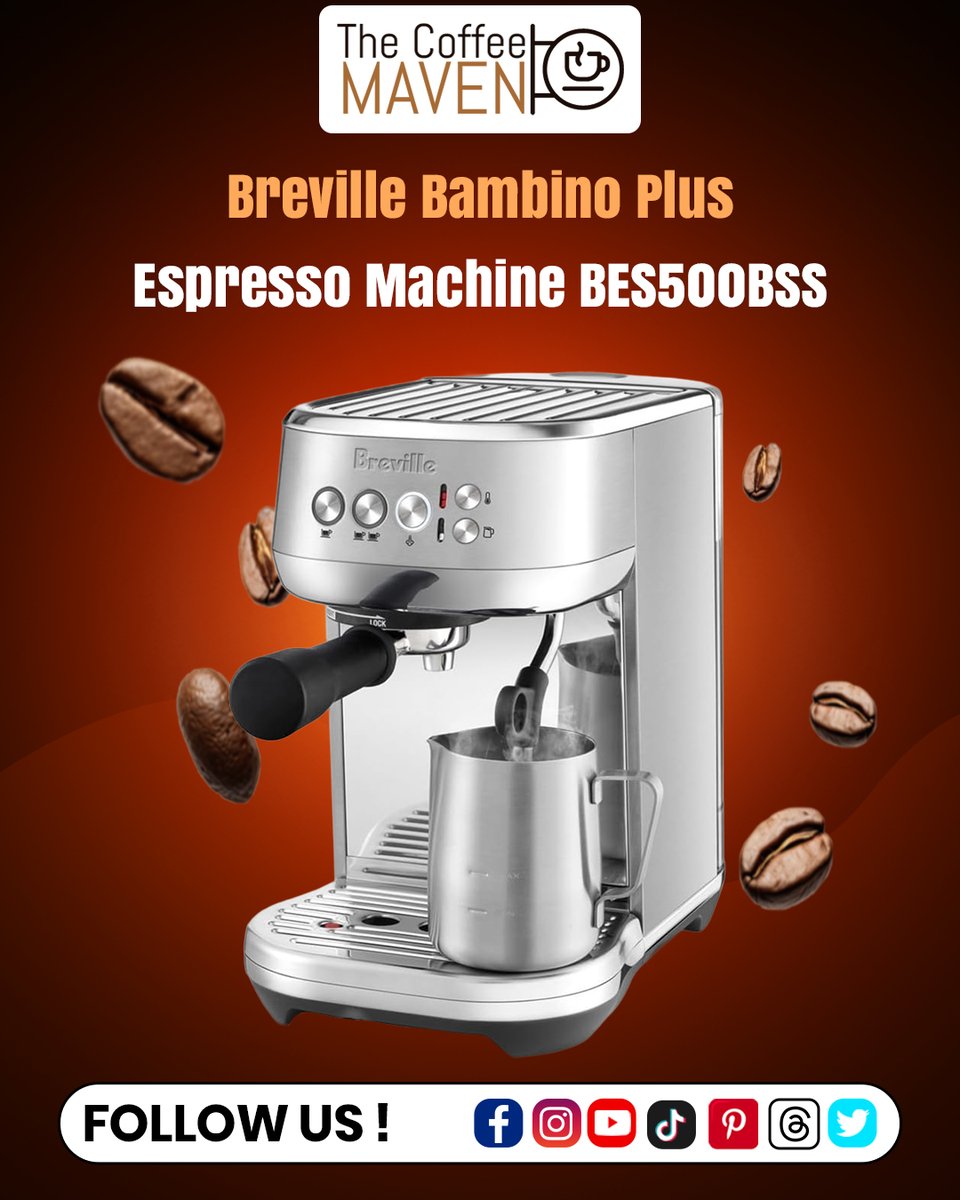 The_CoffeeMaven's tweet image. Compact, sleek, and powerful – the Breville Bambino Plus espresso machine.

Click to shop now:
thecoffeemaven.com

For more info visit our website:
amazon.com/dp/B07JVD78TT?…

#BrevilleBambinoPlus #EspressoMachine #HomeBarista  #CafeQualityAtHome #BES500BSS #coffeemaven
