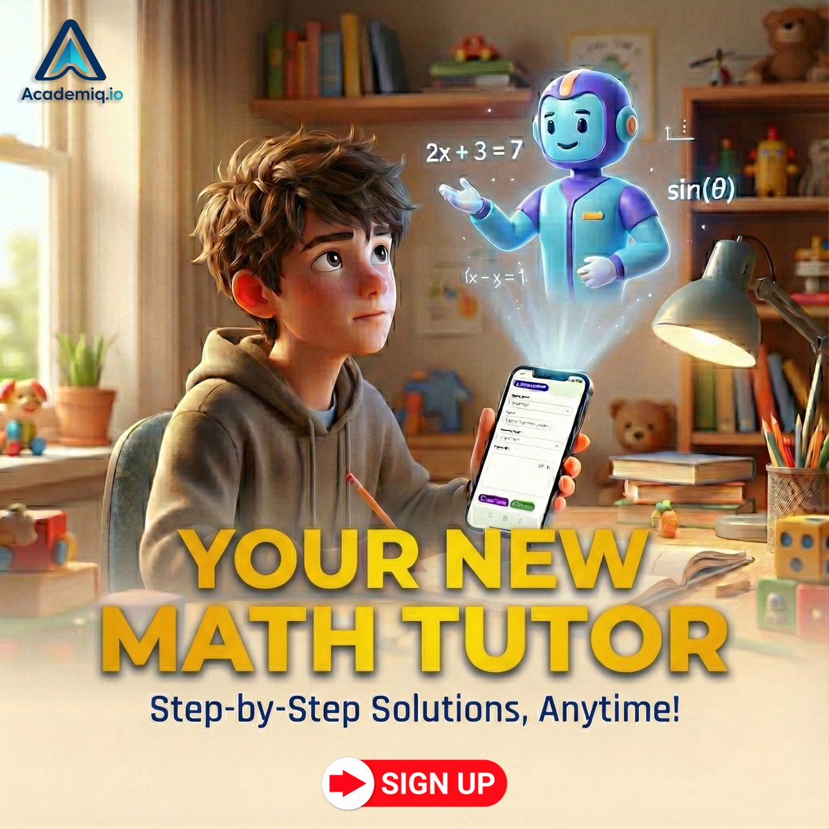 Academiqio's tweet image. Stuck on math? We got you. Step-by-step solutions, anytime, anywhere. 💡 Check out your Math Tutor Tool on Academiq.io . #Academiqio #MathTutor #EdTech #StudyTools #MathHelp #HighSchoolMath #Algebra #Trigonometry #Calculus #StemEducation #TestPrep #ExamSeason