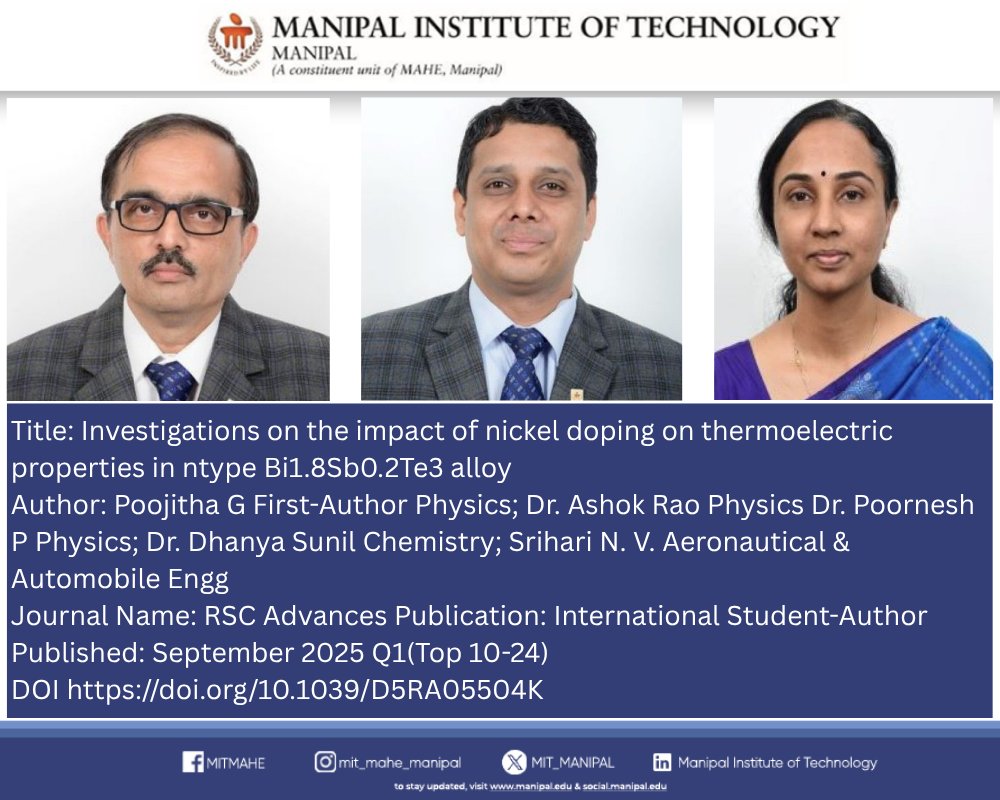 MIT_MANIPAL's tweet image. DOI: lnkd.in/d5KjyaJq
#AcademicResearch #PublishedWorks #ResearchHighlights #FacultyPublications #StudentResearch #ScientificInnovation #ResearchExcellence