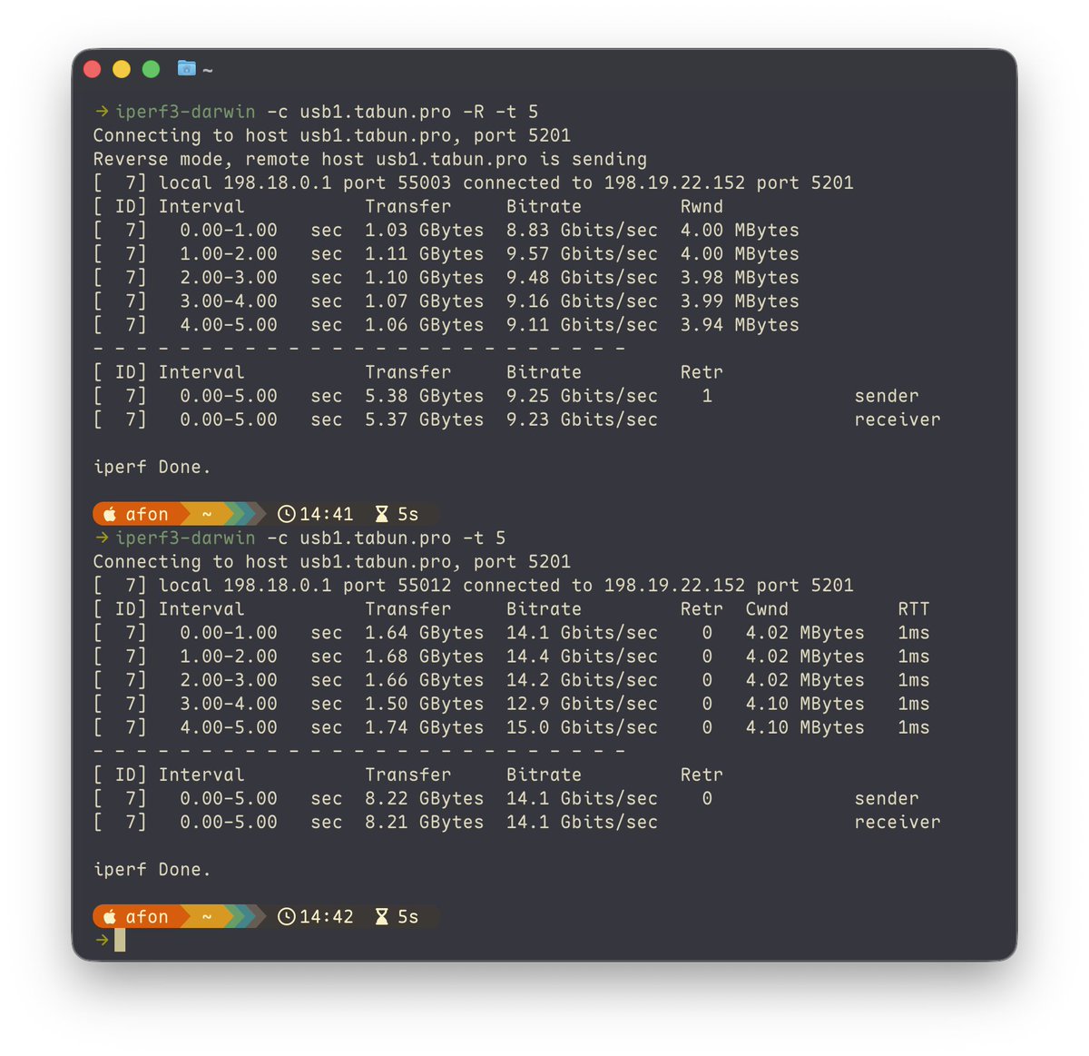 用 iperf3 测试雷雳网桥，不经过 Surge 和经过 Surge的结果。<a href="/SurgeDebugger/">Surge</a> 是不是没有针对这种场景做“优化/适配”，还是 Surge 极限就到这了？或者是我的测试方式不对？