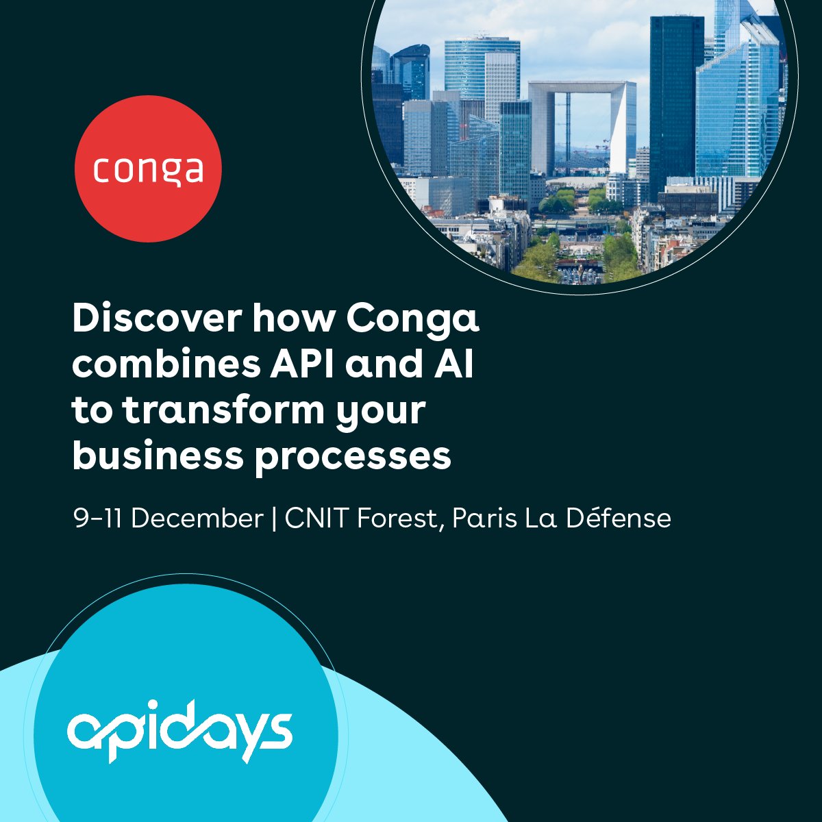 CongaHQ's tweet image. We’re heading to apidays Paris to explore how APIs and AI are transforming business processes.

Stop by our booth or join our sessions to see what’s next for CLM, CPQ, Document Automation.

conga.com/fr/evenements/…

#APIDays #AI #APIAutomation #DigitalTransformation