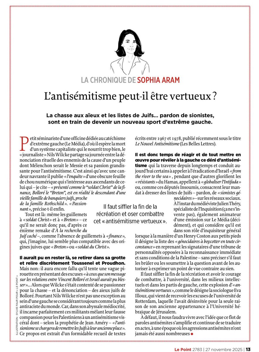SophiaAram's tweet image. En dehors de leur médiocrité et de leur passion pour la chasse aux &quot;Juifs cachés&quot; ou la publication de listes de &quot;Juifs génocidaires&quot;, Nils Wilcke et Julien Thery sont emblématiques de cette gauche &quot;vertueuse&quot; persuadée que l&apos;antisémitisme ne saurait exister à gauche !  @LePoint