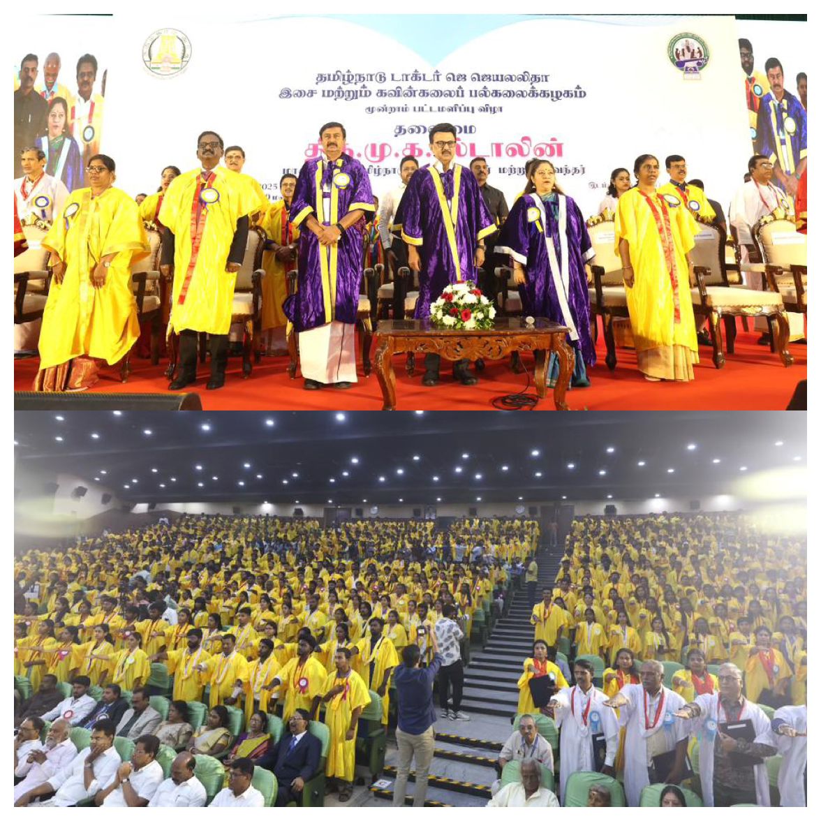 mkstalin's tweet image. தமிழ்நாடு டாக்டர் ஜெ. ஜெயலலிதா இசை &amp;amp; கவின்கலைப் பல்கலைக்கழகப் பட்டமளிப்பு விழா:

மதிப்புறு முனைவர் பட்டம் பெற்றுள்ள அண்ணன் சிவக்குமார் அவர்களுக்கும், மரியாதைக்குரிய ஓவியர் சந்ரு அவர்களுக்கும் வாழ்த்துகள்!

சமூக வளர்ச்சிக்குப் பொருளாதாரம், உற்பத்தி எந்த அளவுக்கு முக்கியமோ அதே…