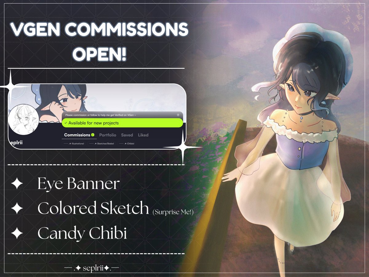 seplrii's tweet photo. [RTS are greatly appreciated! ♪]
─ .✦ #VGenComm #VGenOpen 

My VGen is now open!  Please feel free to stop by! ♪

🔗: https://t.co/Gpq9wl8EDm https://t.co/JIlUsvJrim
