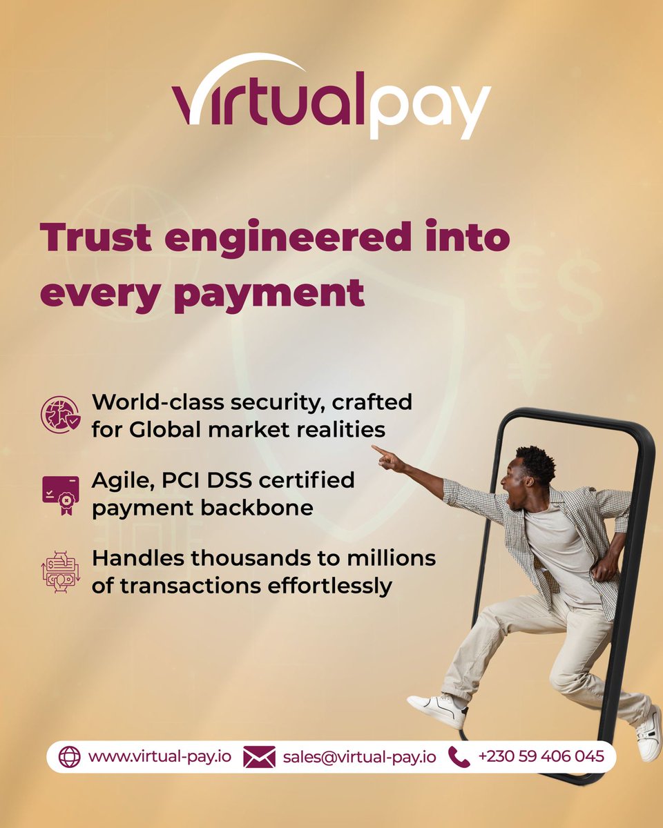 virtual_pay's tweet image. VirtualPay delivers enterprise-grade solutions engineered for trust, security, and scalability. 
#VirtualPay #EnterpriseSolutions #PaymentSecurity #GlobalCommerce #FinTechForBusiness