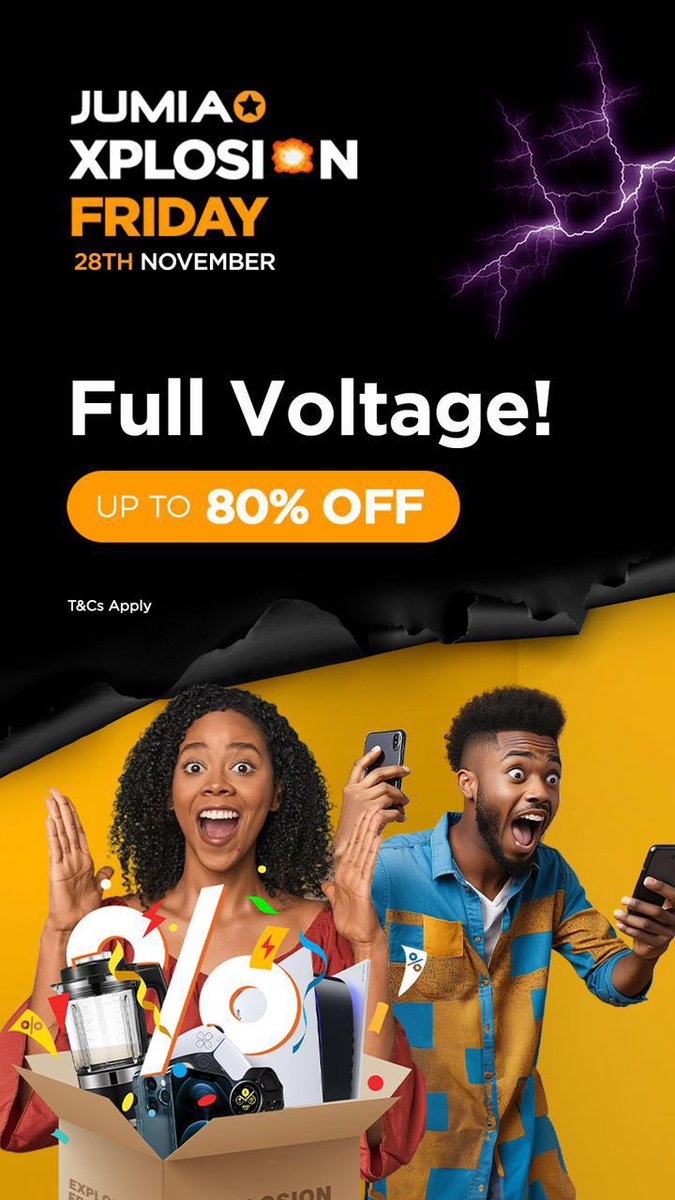 Rachealkyy's tweet photo. ๐ฅ BOOM! It's Jumia Explosion Friday! Massive deals going live TODAY โ are you ready to save big? ๐ฅ๐
โก๏ธ https://t.co/7yy4OgyXgr
#ExplosionFriday #JumiaDeals https://t.co/ildoskr5L8