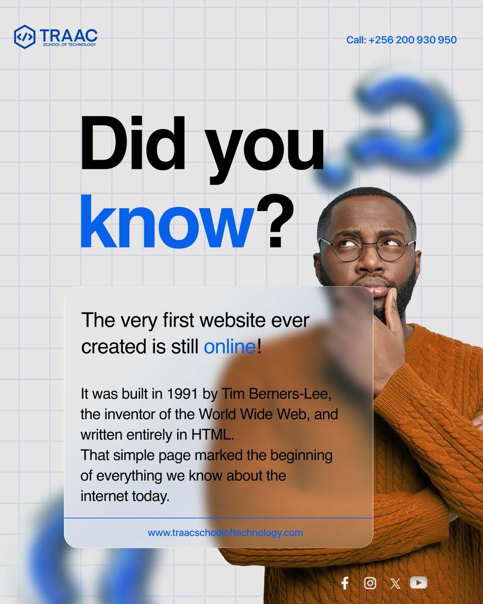 traac_school's tweet image. The first website reminds us that every big idea starts small and every innovation begins with a single step.  Take a moment to appreciate how far technology has come, and how far your ideas can take you too.#DidYouKnow #TechFacts #InternetHistory #FirstWebsite #CERN #TechTrivia…