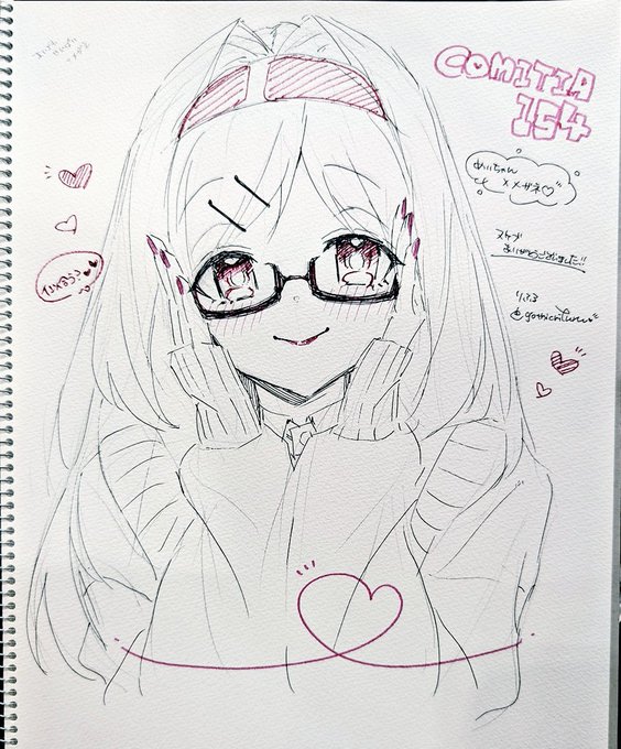 コミティアスケブ① 売り子さんにめちゃくちゃお任せしてスケブに専念できたおかげで、いつもより多めに描けました そして未だにめいちゃんのリクエストを沢山いただけて嬉しいです〜! 抱き枕カバーの発売記念にまた漫画も描けたらいいなと思ってます