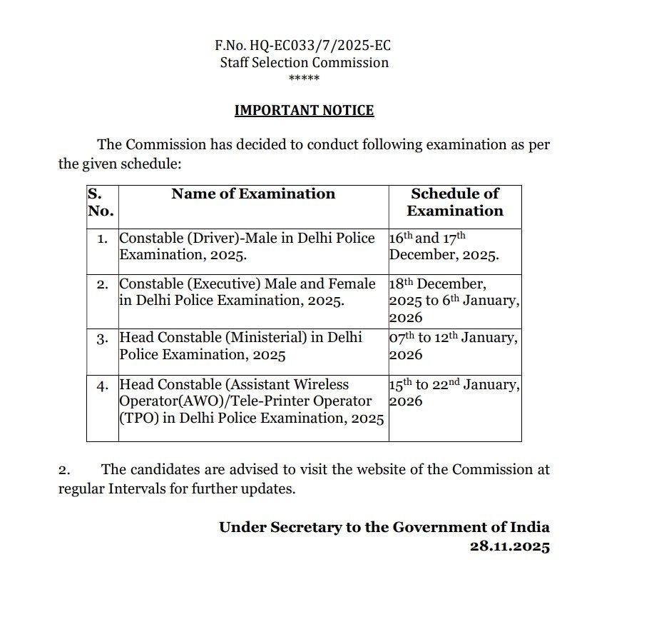 SSCorg_in's tweet image. Delhi Police Exam Date Out Check Now...