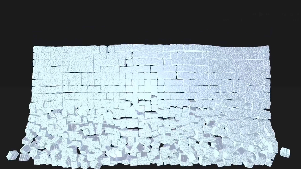 1kkaku0608's tweet image. The footage shatters into icy voxels. 🧊 
映像が氷の塊になって崩壊するエフェクト。  
From 2d pixels to 1k frozen cubes exploding in real-time physics – built with @threejs + cannon-es.

 #threejs #cannonjs #webgl #creativecoding #voxelart #javascript