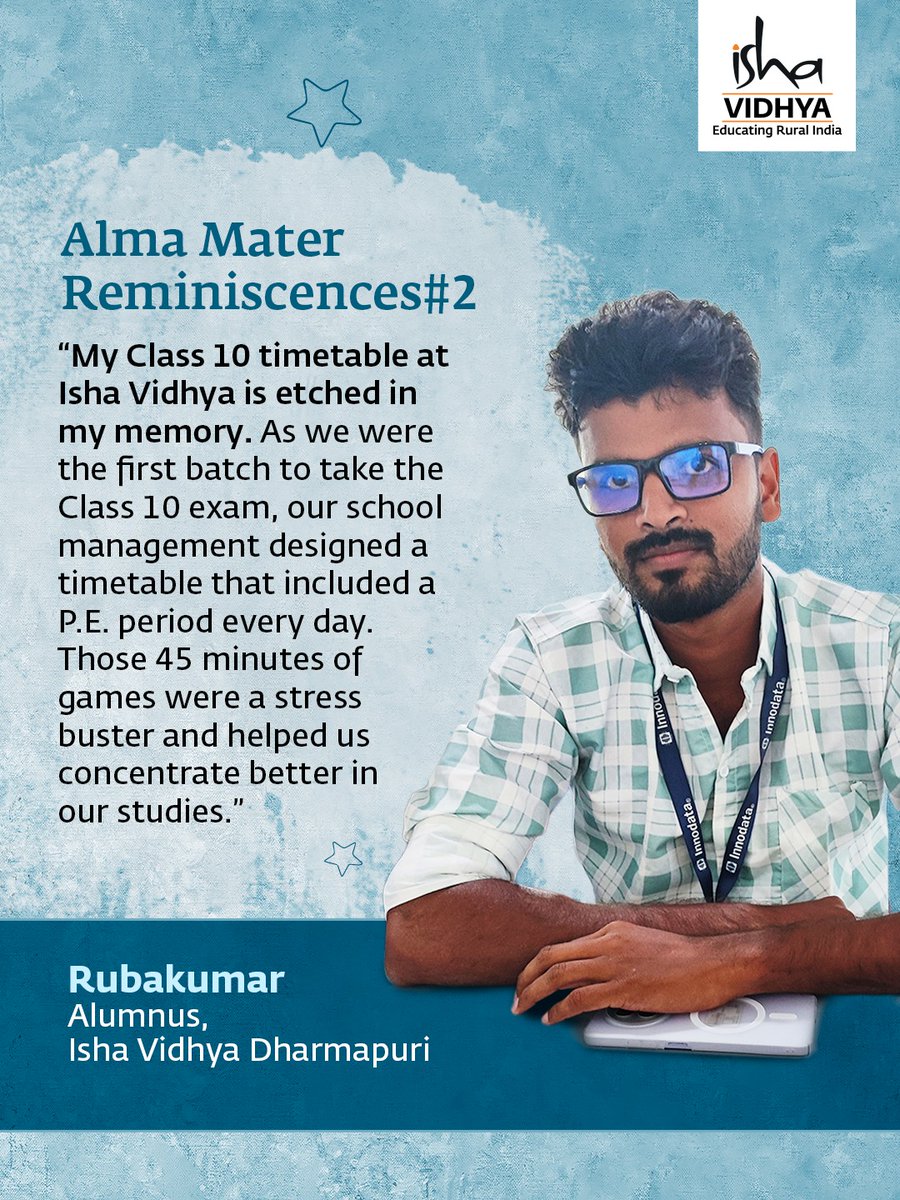 ishavidhya's tweet image. Rubakumar completed B.E. - ECE and works as a Data Analyst – Quality and Policy Expert at Innodata Inc. He cherishes his P.E. teacher’s encouragement and attributes the communication skills he acquired at Isha Vidhya for helping him sail through interviews with ease.