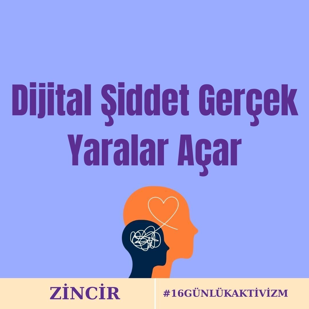 Dijital şiddet görünmez değildir. Panik atak, kaygı, sosyal izolasyon ve ağır psikolojik zarar bırakır. 
Dijital şiddet, yalnızca ekranın içinde kalmaz — kadınların hayatının her alanına taşar. 
#16GünlükAktivizm #ZincirSosyalGirişimi 
Dijital Şiddete #NoktayiKoy #Fullstop 🟠