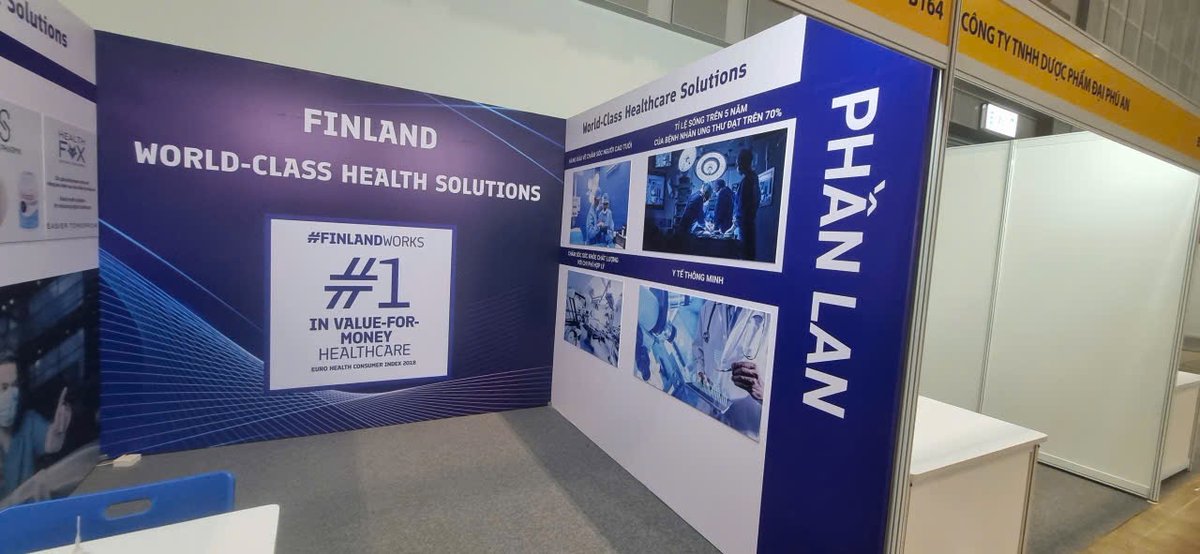 finlandinhanoi's tweet photo. Finland’s national booth at #VIETNAMMEDIPHARM2025!✨
Join us 27–29.11. at SECC, booth B164, to explore cutting-edge Finnish healthcare, pharma & medtech innovations from #BioHit, #HealthFox, #SonPharma, #Vaisala.
Let’s shape the future of health together! #HealthSolutions 🇫🇮 https://t.co/VcHUEDF6yT