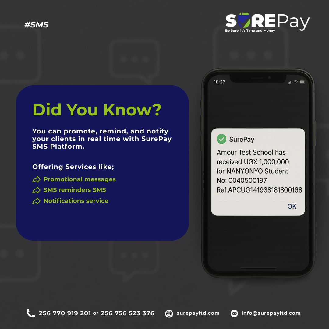 SurepayLimited's tweet image. Reach your audience instantly with our Bulk SMS Platform — a fast, reliable way to send promotions, alerts, reminders, and transaction updates with clear delivery tracking every step of the way.