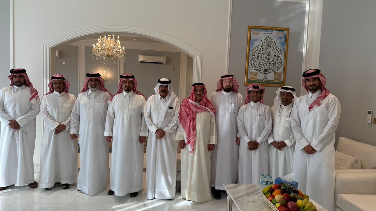 صورة جماعية في مجلس الشيخ عبدالرحمن بن محمد بن سعد الحرقان أثناء زيارة أبناء العمومة له في الدوحة، وهم فرع من أسرة الحرقان من الحمد الرباع بني وايل.