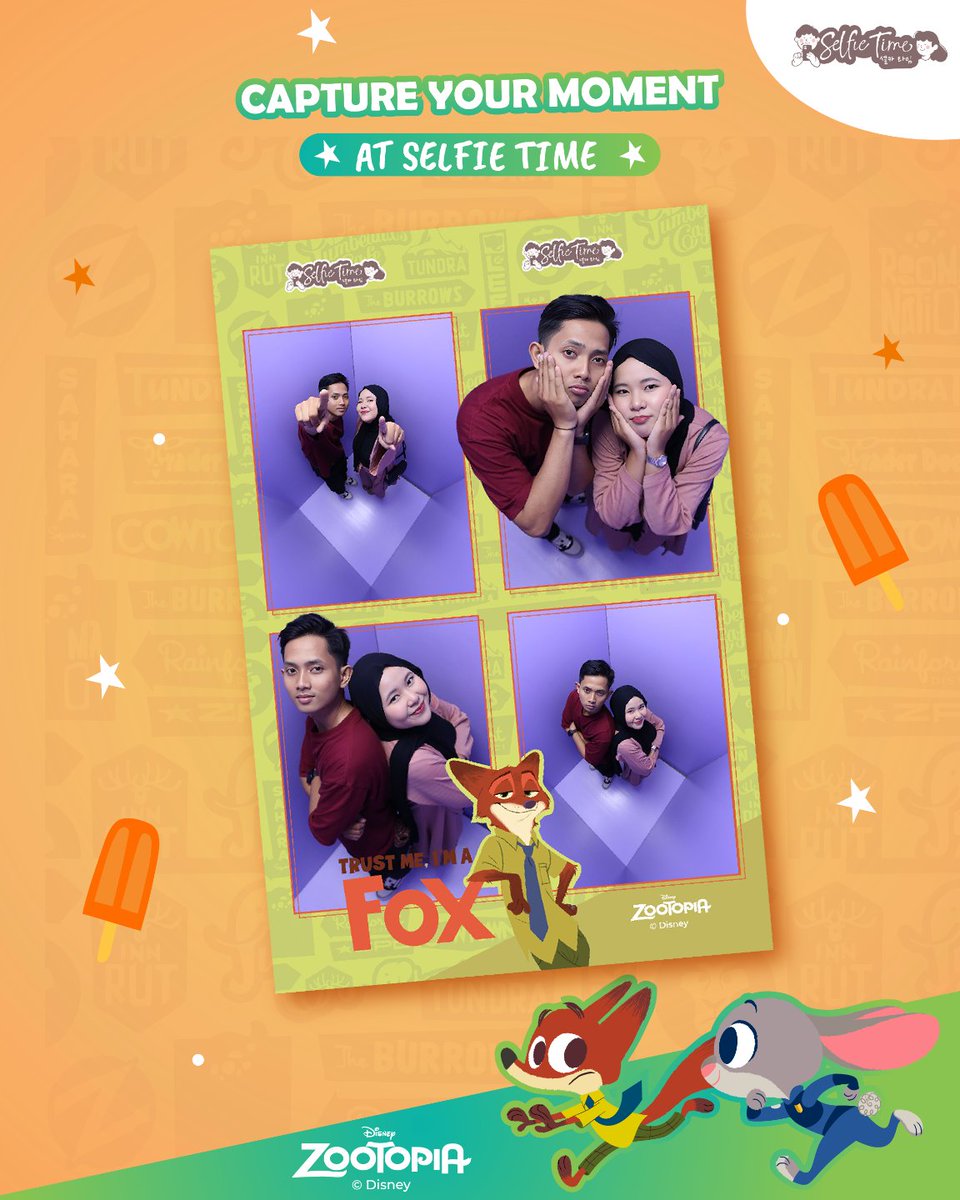 selfietimeid's tweet image. Capture your fun moments with our Disney Zootopia Special Frame at Selfie Time! 🐰🦊✨

Langsung datang ke Selfie Time terdekat dan foto bareng orang tersayang pakai frame spesial Zootopia yang super cute ini yuk!💚📸

#selfietimeid #Photobooth #PhotoStudio #Disney #Zootopia