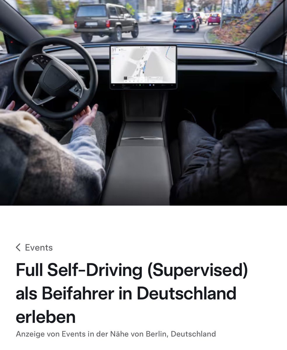 EFIEBER_ANDRE's tweet image. 🚨 Willst du Tesla FSD (Supervised) live in Deutschland 🇩🇪 erleben?

Im Dezember kannst du vom Beifahrersitz aus testen, wie sich Full Self-Driving unter echten Bedingungen schlägt! 🔥

Verfügbare Städte:
✅ Berlin (Schönefeld)
✅ Hamburg
✅ Hannover
✅ Gießen
✅ Frankfurt
✅…