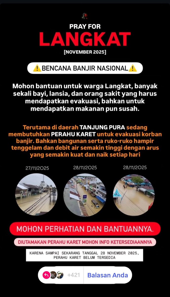 <a href="/bobbynasution_/">Bobby Nasution</a> <a href="/prabowo/">Prabowo Subianto</a> Tanjung pura, berandan, dan daerah langkat sangat butuh bantuan. Tolongin please <a href="/bobbynasution_/">Bobby Nasution</a> <a href="/jellypastaa/">Asta Ebrahim</a> 😭

PRAY FOR INDONESIA
PRAY FOR SUMUT DAN SEKITARANNYA
PRAY FOR SUMBAR
PRAY FOR SUMATERA
PRAY FOR ACEH
PRAY FOR SIBOLGA
PRAY FOR TAPANULI

#AllEyesOnSumatera