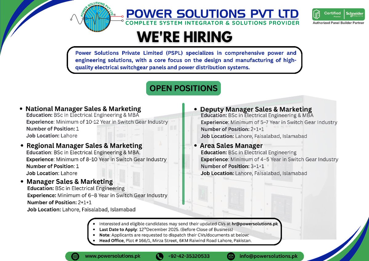 PSPL_Pak's tweet image. Join Our Professional Team

With the blessings of Allah Almighty, Power Solutions (Pvt.) Ltd. is expanding its team. We invite skilled and experienced professionals to join us and be part of our growing success.

#WeAreHiring #PowerSolutions #CareerOpportunity #JobsInPakistan