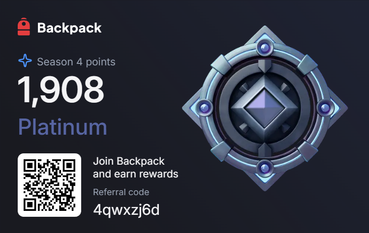 Starting season 4 strong

Rumors are that this is the last season before TGE 👀

So last chance to start trading on <a href="/Backpack/">Backpack 🎒</a> before that