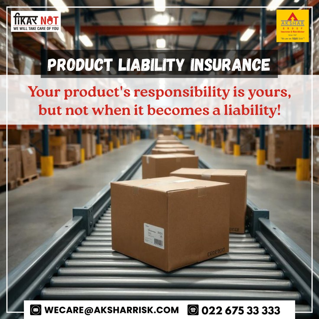 akshar_risk's tweet image. PRODUCT LIABILITY INSURANCE
Your Product's responsibility is yours, but not when it becomes a liability!

#ProductLiabilityInsurance #BusinessProtection #Manufacturers #Retailers #Distributors #Wholesalers #AksharRiskGurukul #FikarNot #InsuranceAdvisorIndia #BusinessSafety